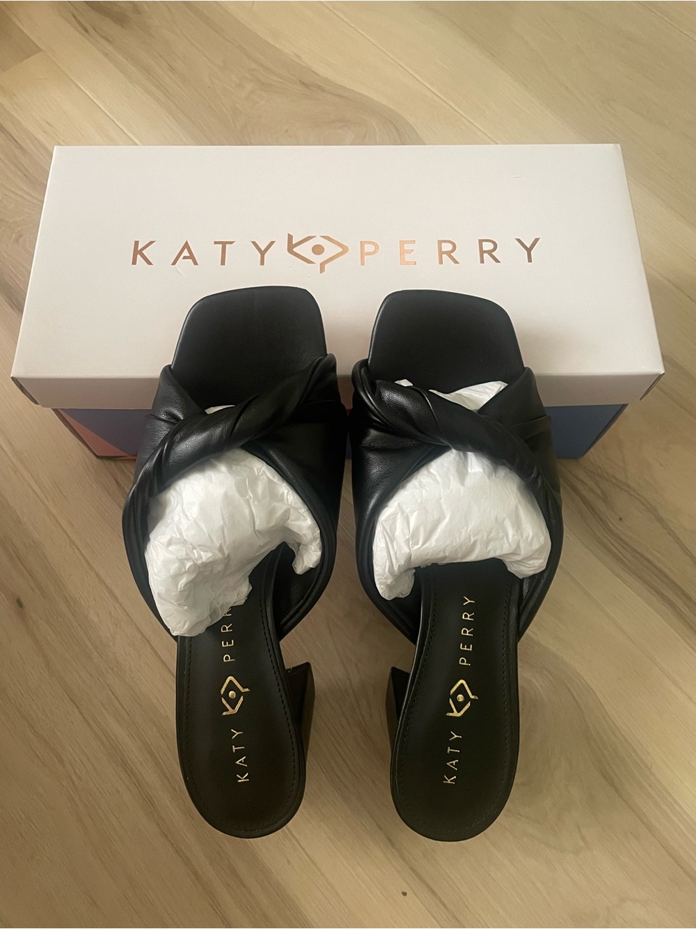 Katy Perry Collections Black Knotted Slide Mules